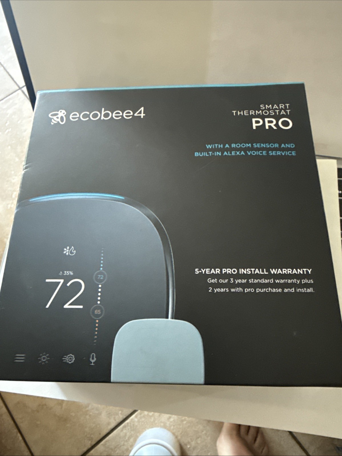 New Open Ecobee4 PRO Smart Thermostat with Built-in Alexa, Room Sensor Included