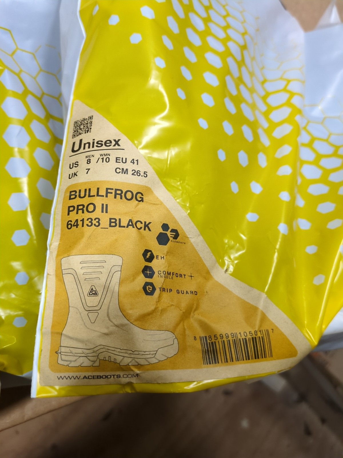 ACE 64133 Work Boots Unisex Bullfrog Pro II Slip Resistant Men 7 / Women 9