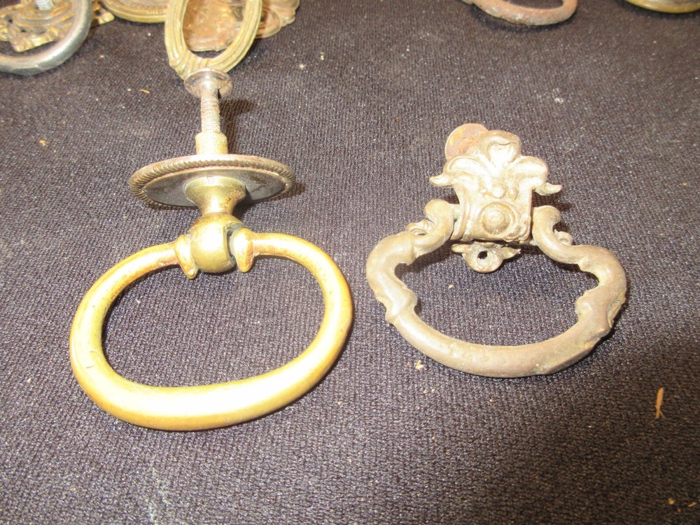 2 ROUND SOLID BRASS DRAWER DROP PULLS, ROUND ONES, 2" WIDE #102