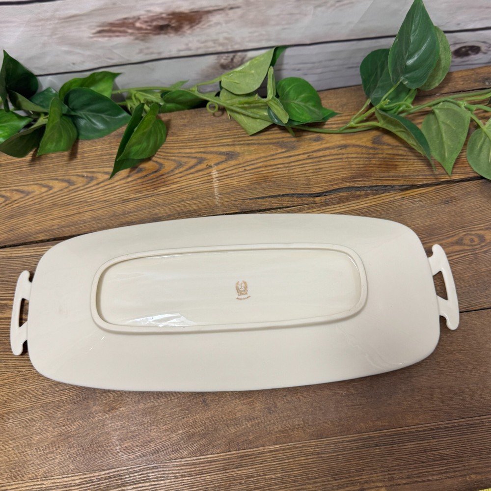 Lenox Ivory Rectangular Celery Asparagus Serving Tray Platter 13.5" Silver Trim