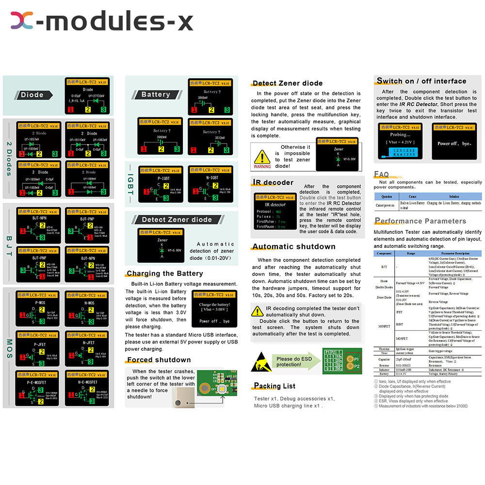 Upgraded LCR-TC2 Transistor Tester TFT Diode Triode Capacitance Meter ESR Kit