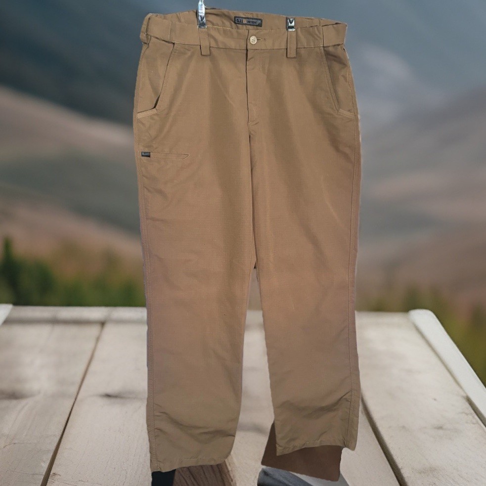 5.11 Tactical Pants Men Brown Solid Rip Stop Pattern Regular Size 36x34 US36/34