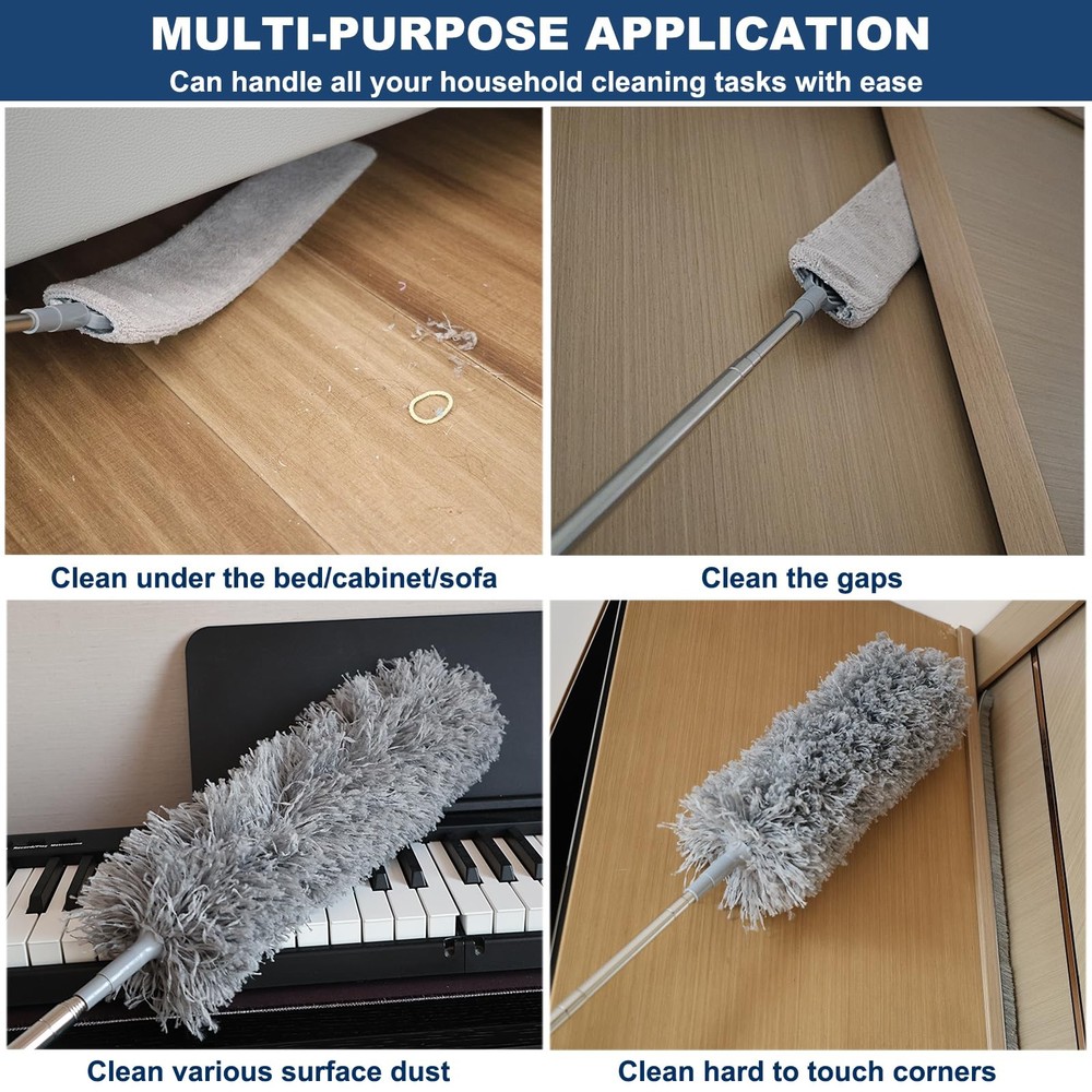 100 Inch Retractable Gap Dust Cleaner Cleaning Tools & Microfiber Feather Dus...