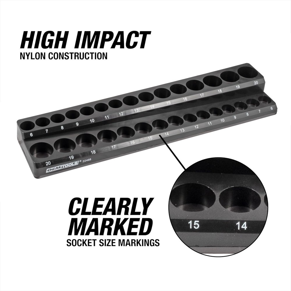 3 Piece Magnetic Socket Organizer Set for Toolboxes and Garage Storage