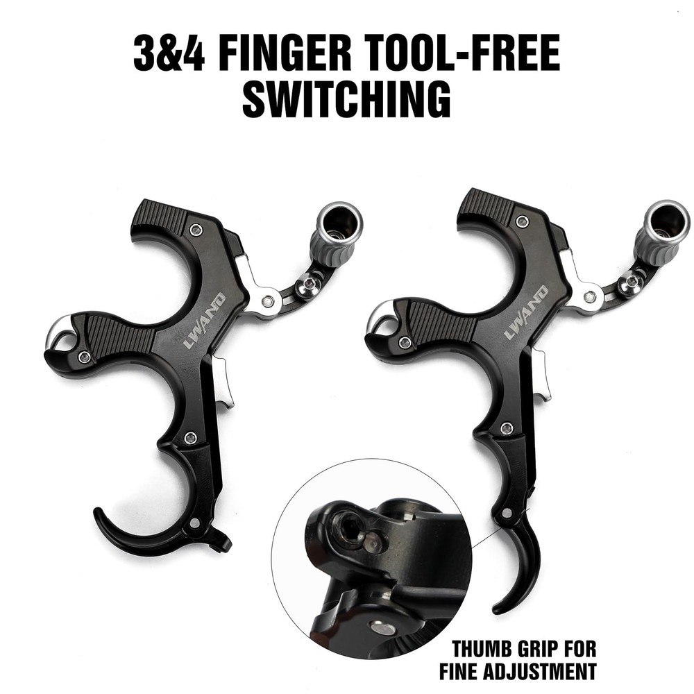 LWANO Thumb Bow Release - 3&4 Finger Adjustable Archery Compound Bow Release ...
