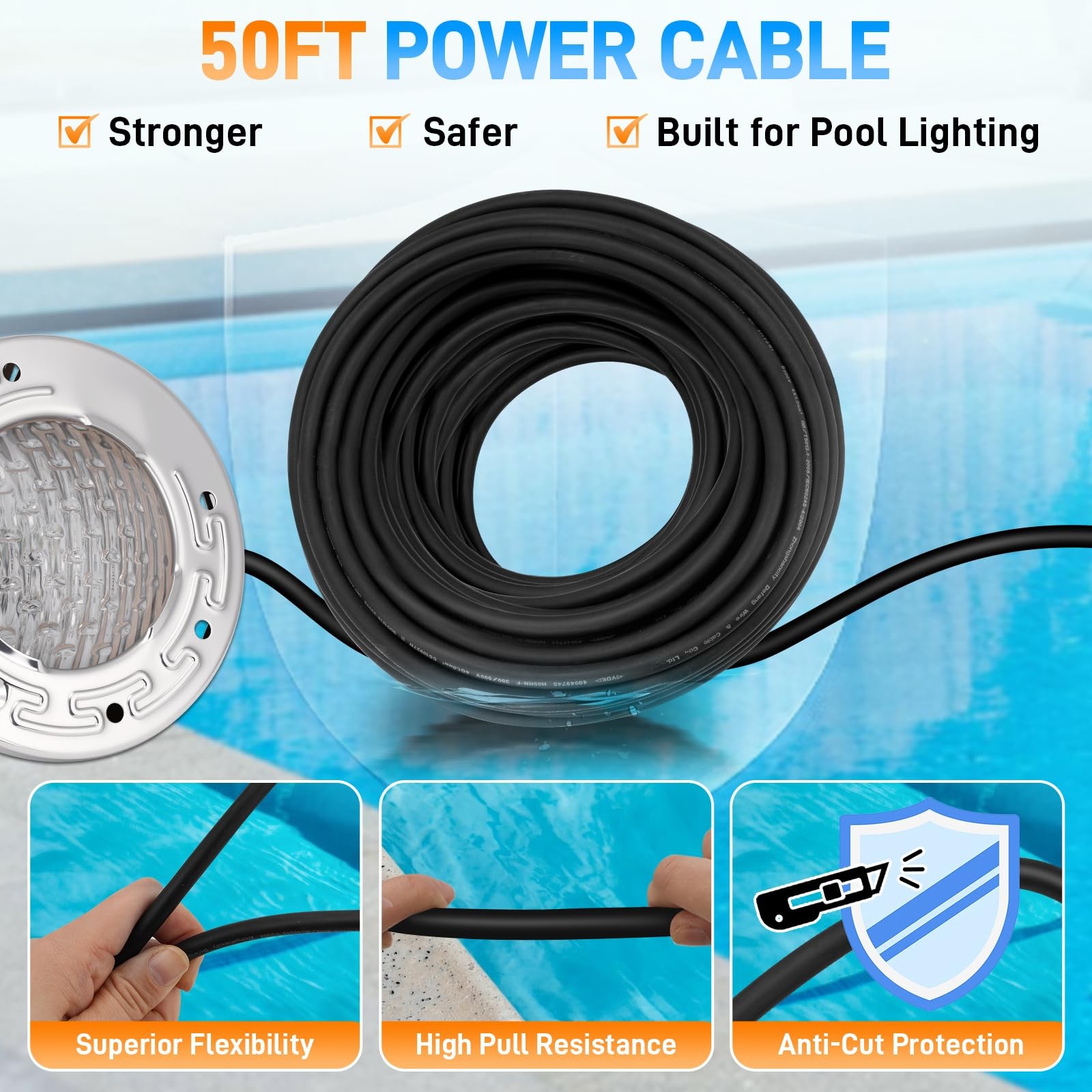 6 Inch LED Pool Light for Inground Pool w/Controller 15W RGB Swimming Pool Light