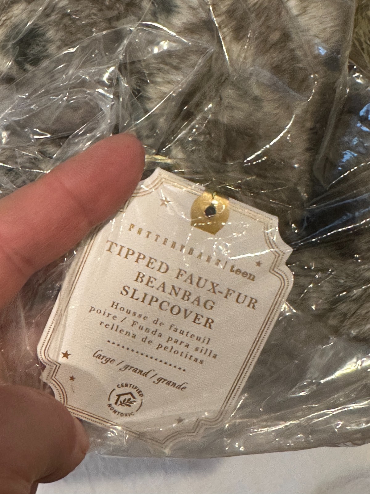 Pottery barn Teen Tipped Faux Fur bean bag Slipcover only Large New $169 SOLDOUT