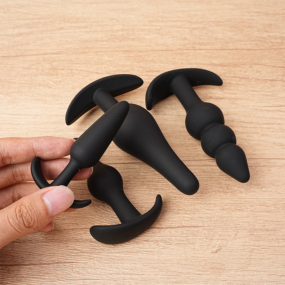 4PCS Silicone Anal Butt Plug Training Starter Kits Beginner Dildo Trainer Set US