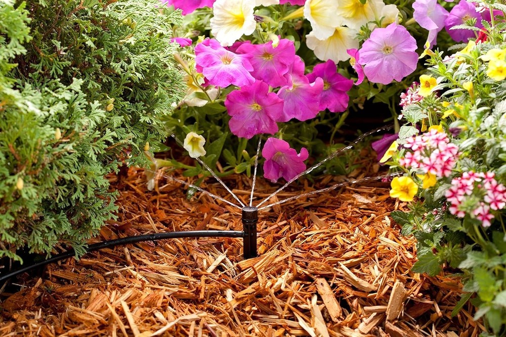 Water-Saving Drip Irrigation Micro-Bubbler on Stake, 180° Pattern, 4-Pack