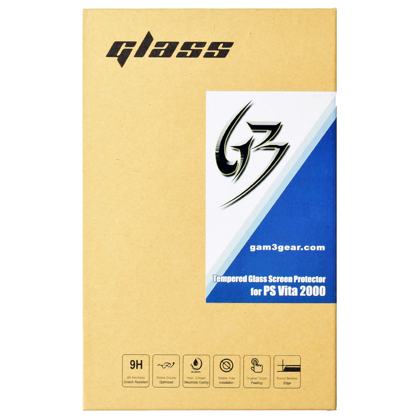 Front Screen Tempered Glass with Rear Plastic Film Protector for PS Vita 2000