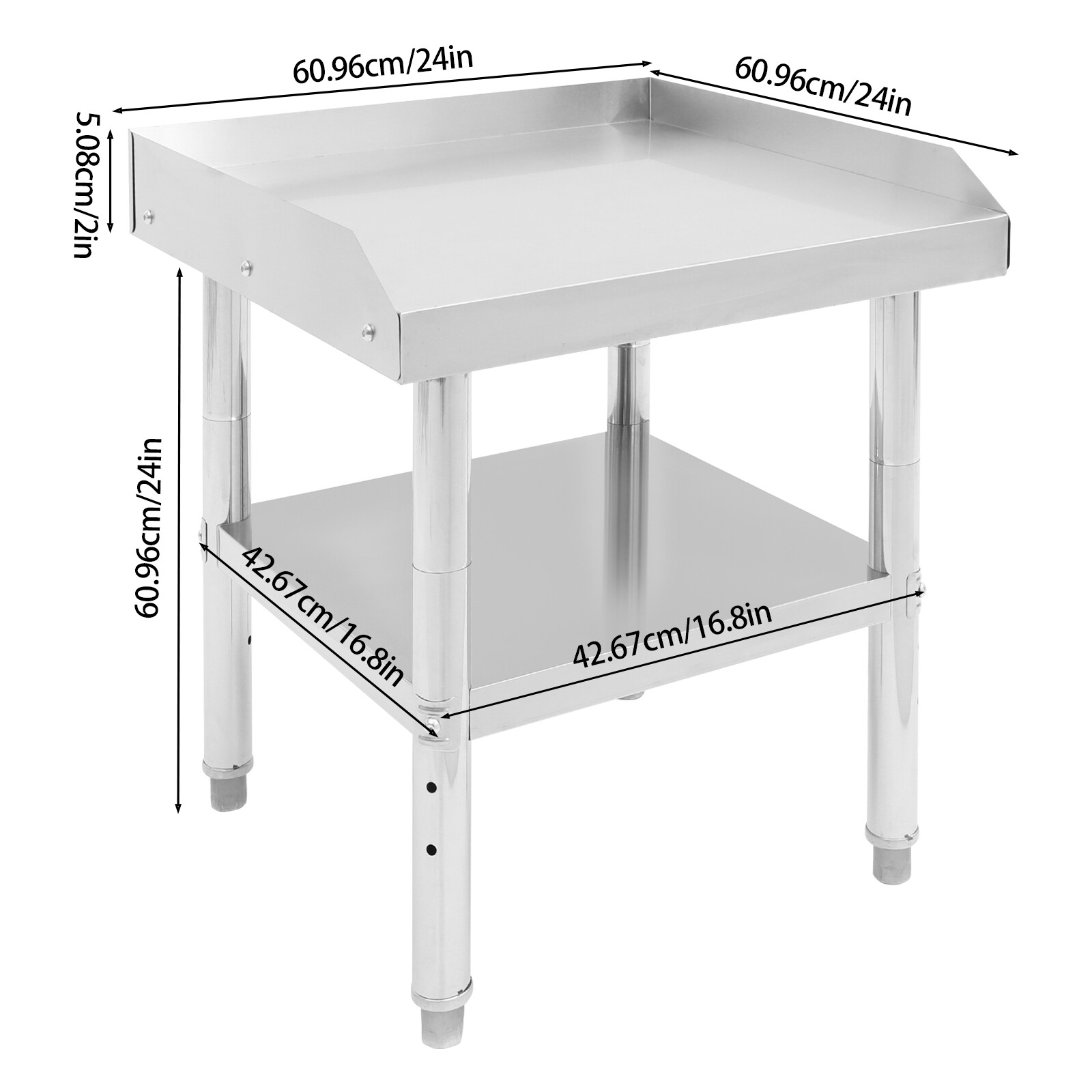 Commercial Kitchen Work Prep Table with Backsplash Stainless Steel Prep Table
