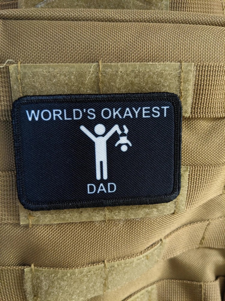 World's okayest dad meme patch 2"x3" hook & loop backing