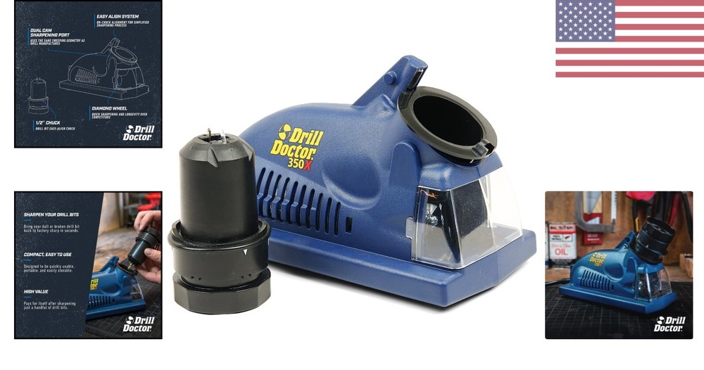 Drill Bit Sharpener - Sharpens Standard Bits - Durable Design - Made in USA