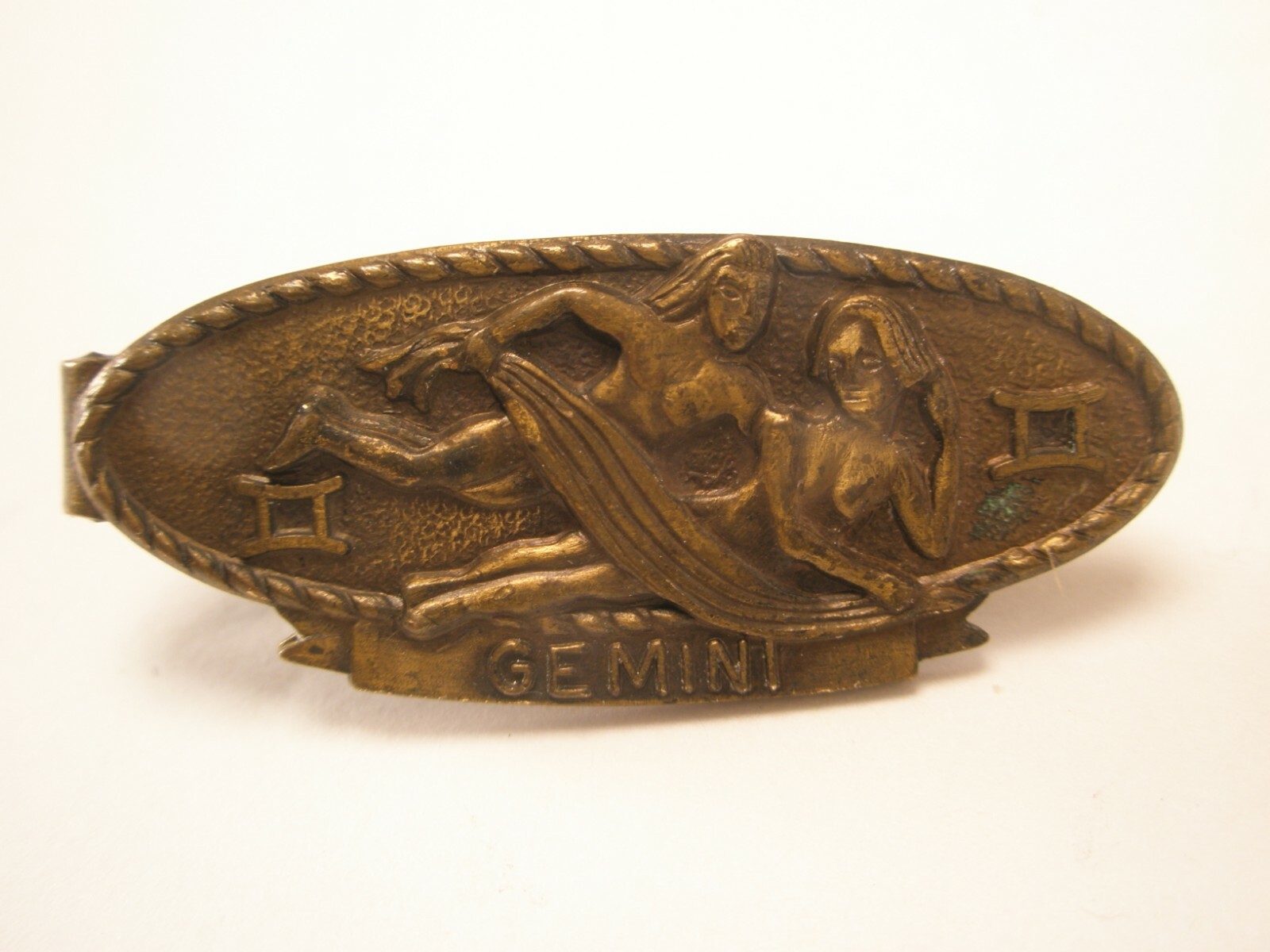 Gemini Zodiac Birth Sign Vintage SMALL Tie Bar Clip horoscope twins