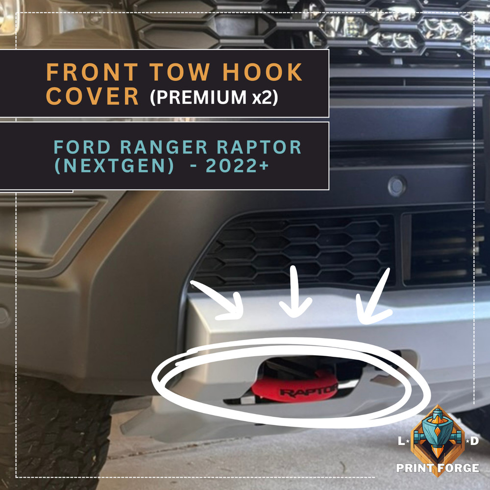 Premium Front "Raptor" Text NextGen Ford Ranger Raptor Tow Hook Accent Covers