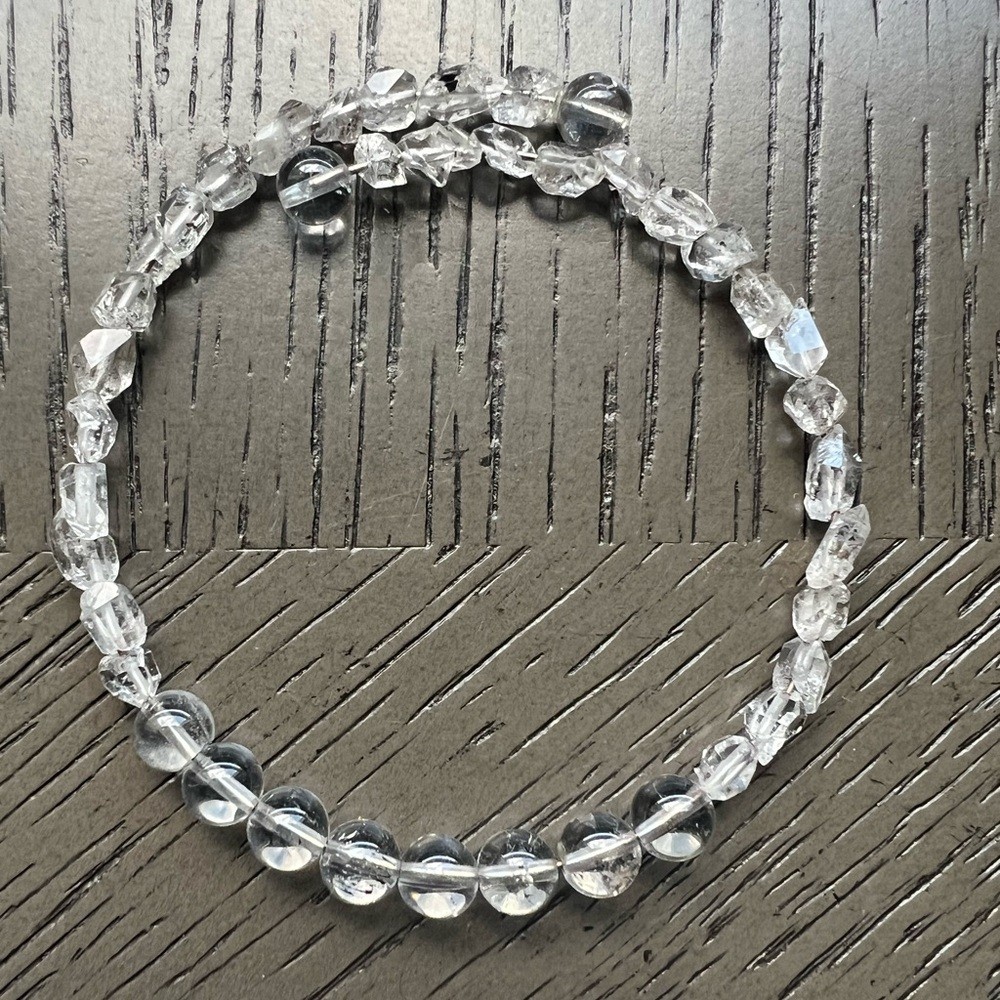 Herkimer diamond memory wire bracelet