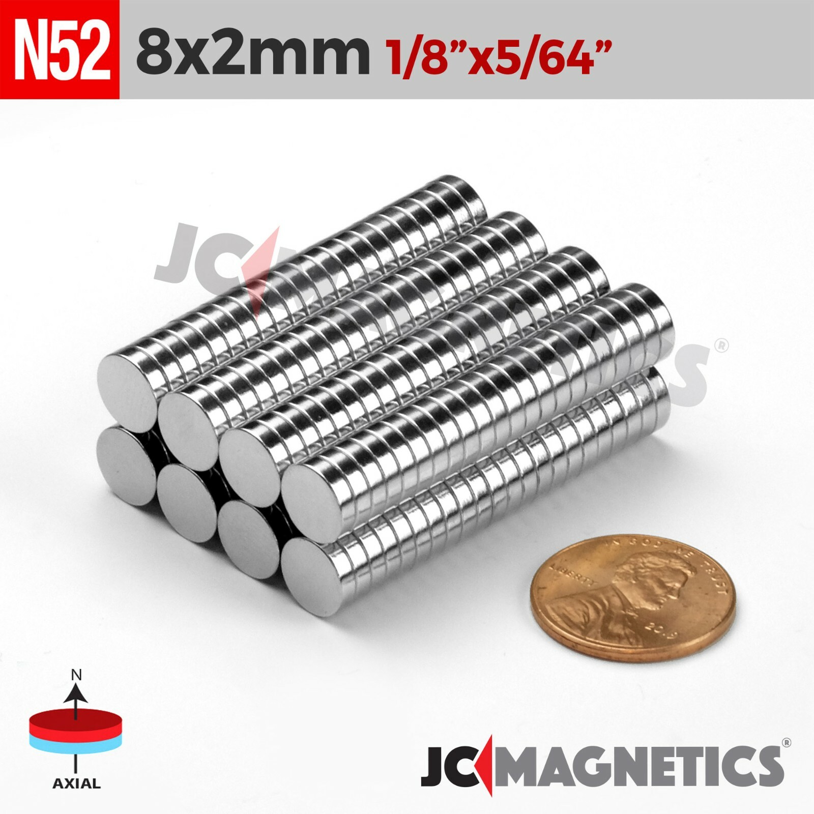 8mm x 2mm N52 Strong Round Disc Rare Earth Neodymium Magnet 8x2mm