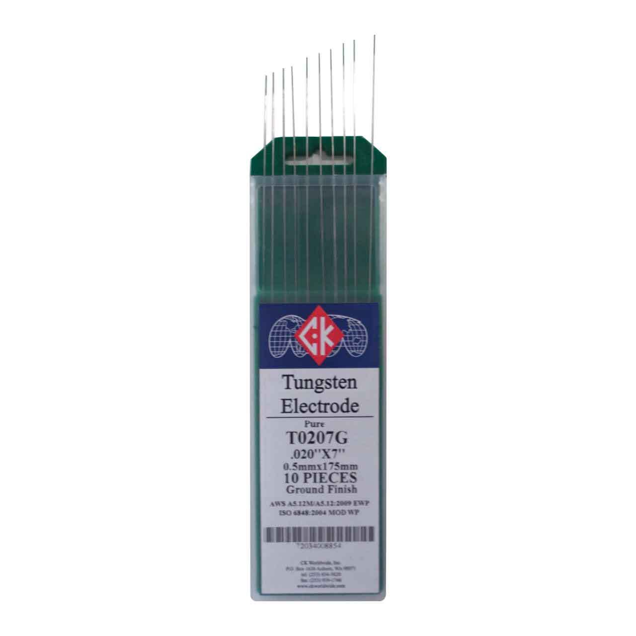 CK T0207G Pure Tungsten Electrode .020" X 7" 10 pack