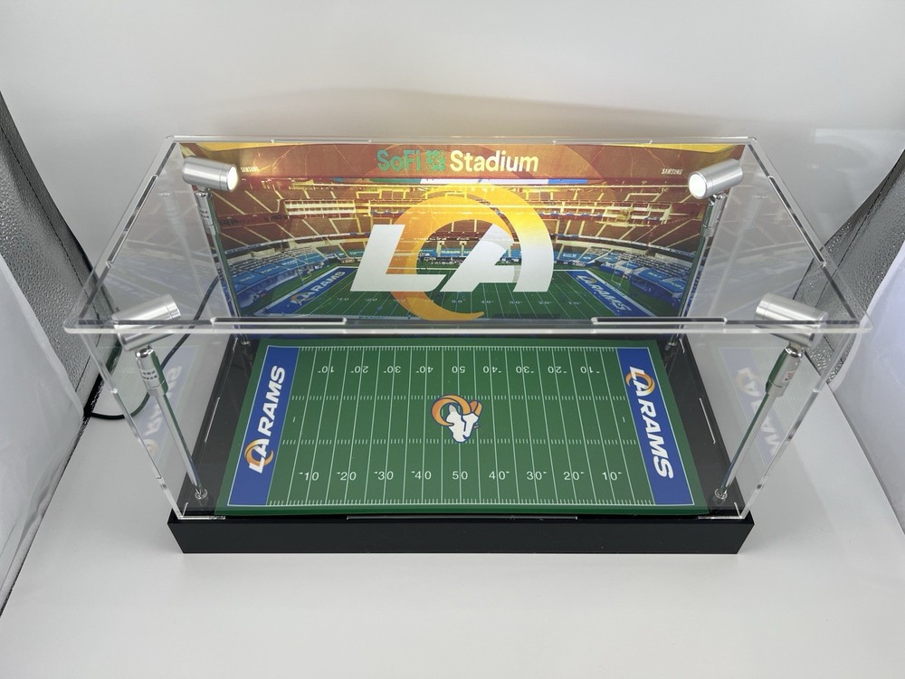 Los Angeles Rams Custom 2 Mini Helmet Display Case W/ LED Lights