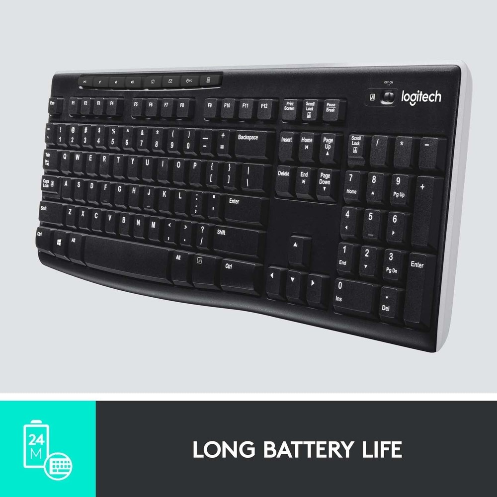 (NO USB RECEIVER) Logitech K270 Wireless Keyboard Windows/MAC Full Number Pad