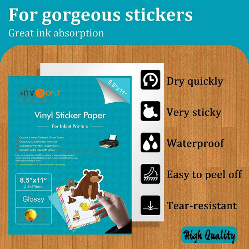Glossy White Printable Vinyl Sticker Paper for Inkjet Laser Waterproof US STOCK!
