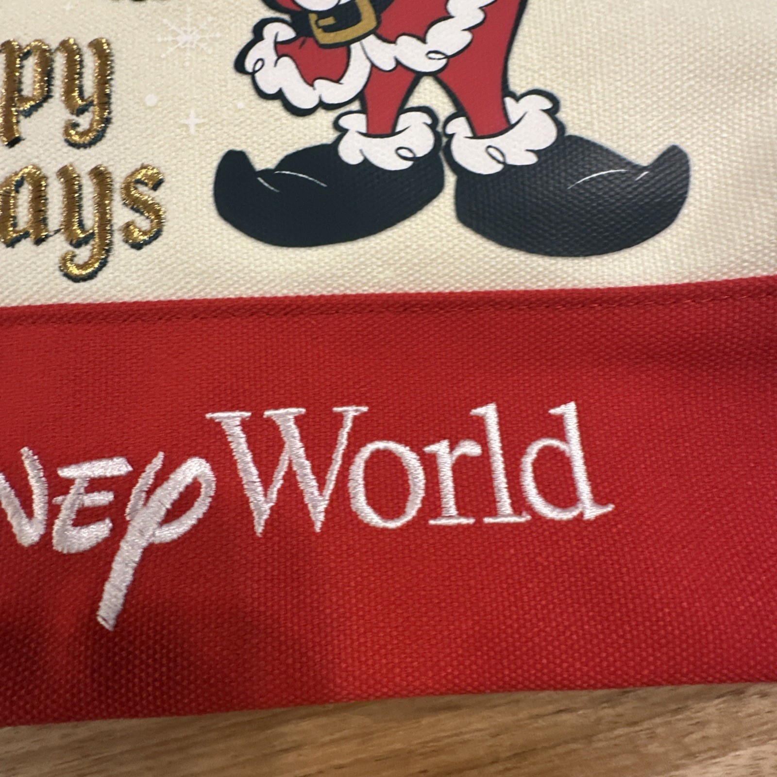 WALT DISNEY WORLD MERRY CHRISTMAS CANVAS TOTE BAG HAPPY HOLIDAYS MICKEY MINNIE