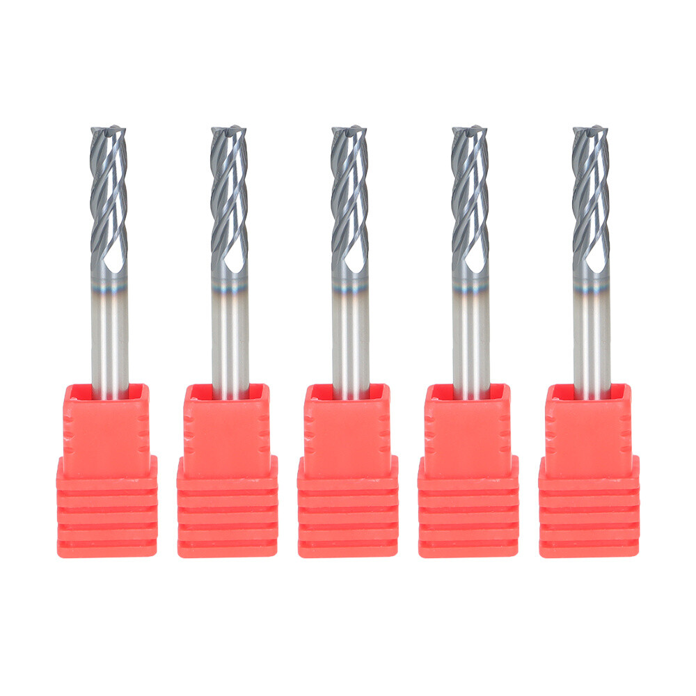 5Pcs 3/16" 4 Flute Regular Carbide End Mill 2" Overall Length TiALN COATED