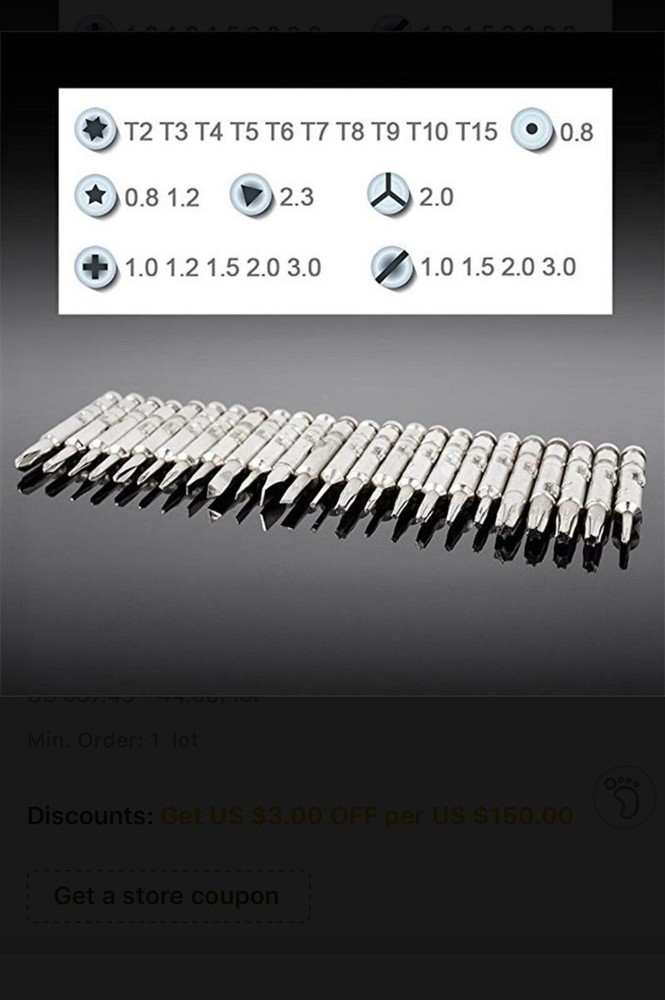 170/130/145/117/25PC screwdriver bits set for iphone/macbook/Drones tool kit Mat