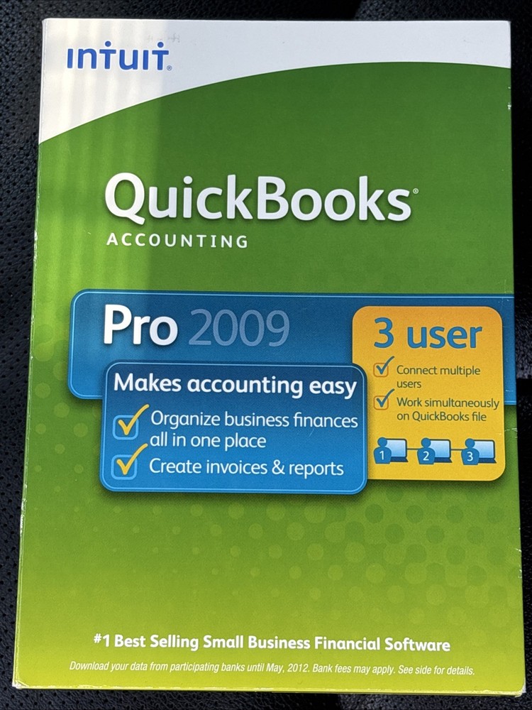 Intuit Quickbooks Pro 2009 Accounting Windows Full Retail Version 3 User License