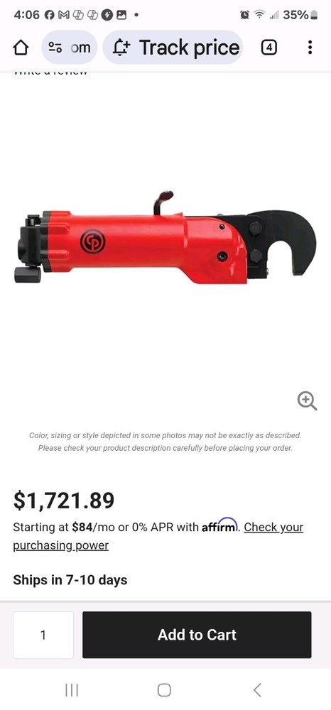 Aircraft Tools Chicago Pneumatic 0214 Alligator Yoke Compression Riveter Squeeze