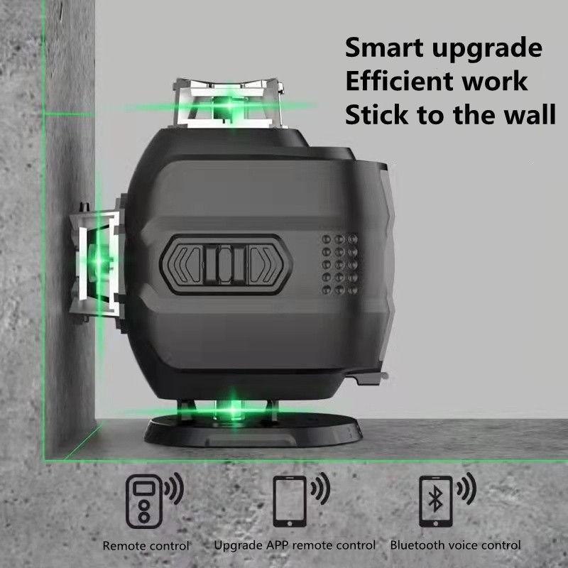 Green Laser Level 4D 16 Horizontal Vertical Lines, Remote Control 2 Batteries