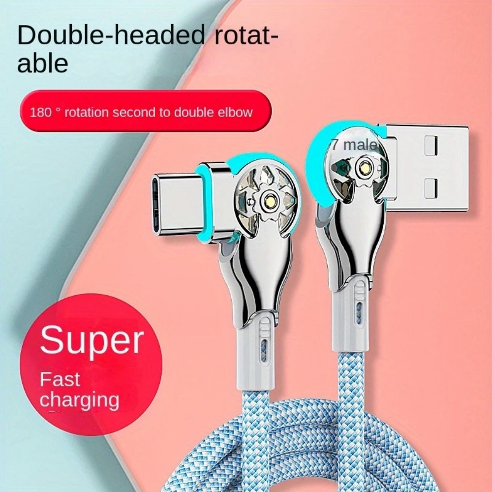 Flexible Rotating Fast Charging Cord Type‑C Universal Android Charging Cable