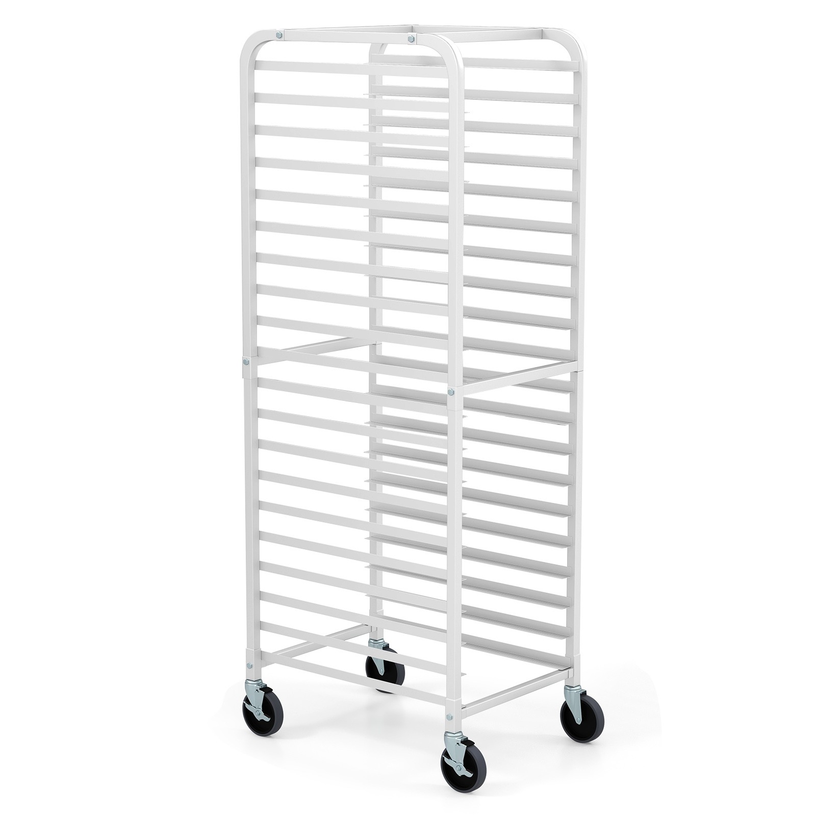 20-tier Bun Pan Speed Rack w/ Lockable Rubber Wheels 3" Spacing for Kitchen