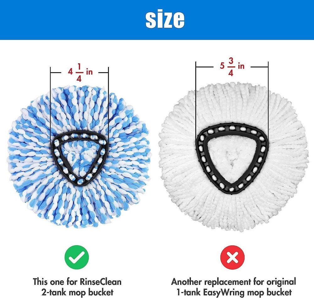 3x Replacement Microfiber Mop Head Wring Refill For O-Cedar RinseClean Spin Mop