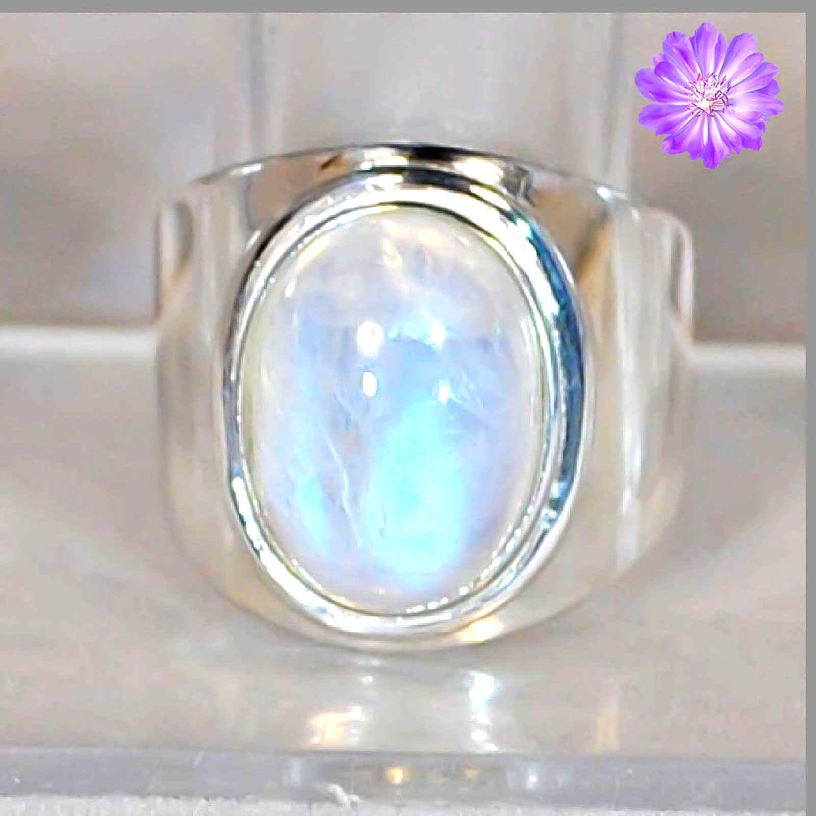 Rainbow Moonstone Gemstone Handmade 925 Sterling Silver Jewelry Ring All Size
