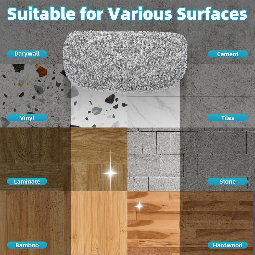 Washable Microfiber Steam Mop Replacement Pads for All Surface Cleaning