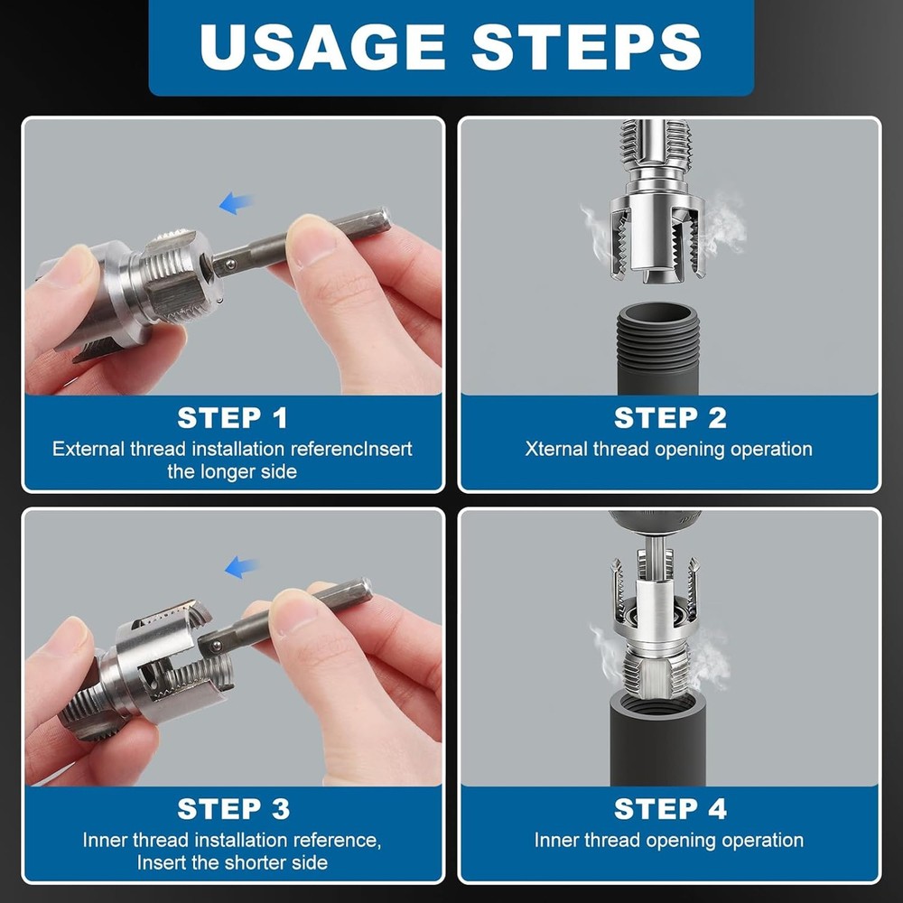 1 Inch PVC Pipe Threader Kit–Internal & External Threading Tool for Plastic Pipe