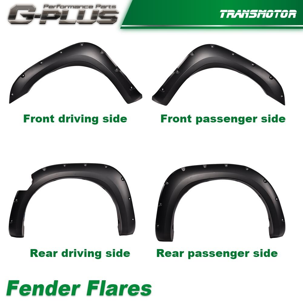 4Pcs Fender Flares Front&Rear Fits For 2004-2015 Nissan Titan Pocket Style Black