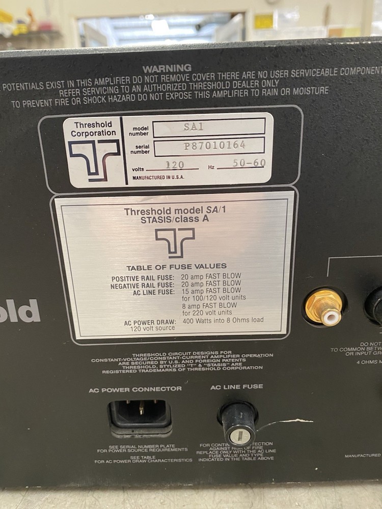 SINGLE Vintage Threshold SA-1 Mono Block Power STASIS Class A Amplifier