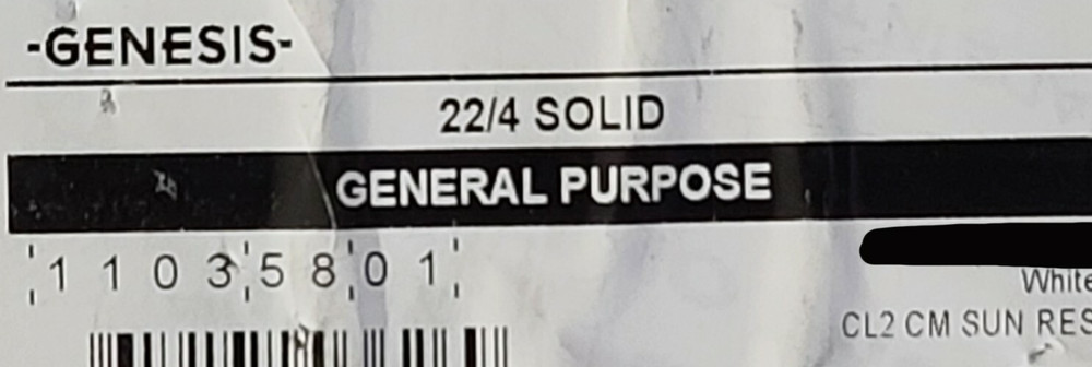 Southwire Genesis 1103 22/4C Solid Conductor Security/Control Cable White /100ft