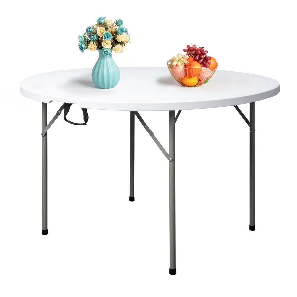 48inch Round Folding Table Outdoor Folding Utility Table White