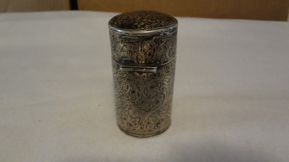 C. E. WILLIAMS BIRMINGHAM STERLING SILVER REPOUSSE PERFUME SCENT BOTTLE 1908