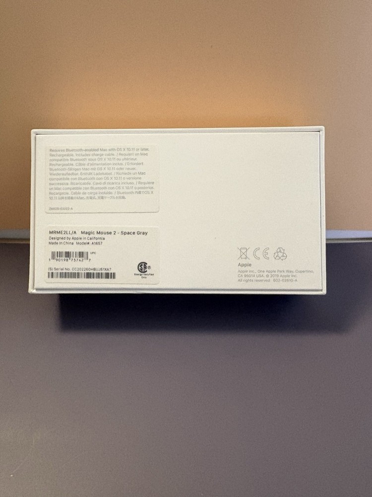 Apple Magic Mouse 2 Space Gray A1657 EMPTY BOX w/ Manual