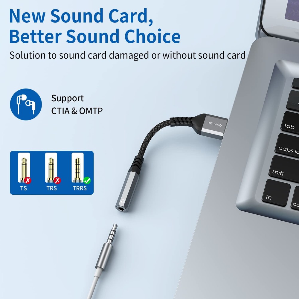 USB to 3.5mm Jack Audio Adapter (2-Pack), Headset,...