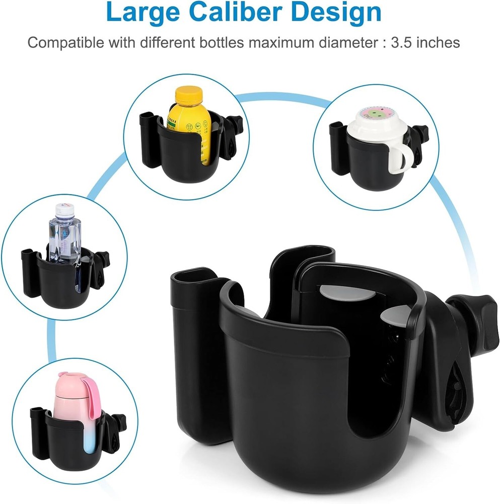 360° Rotating Walker/ Wheelchair Cup Holder & Phone Holder - Durable & Efficient