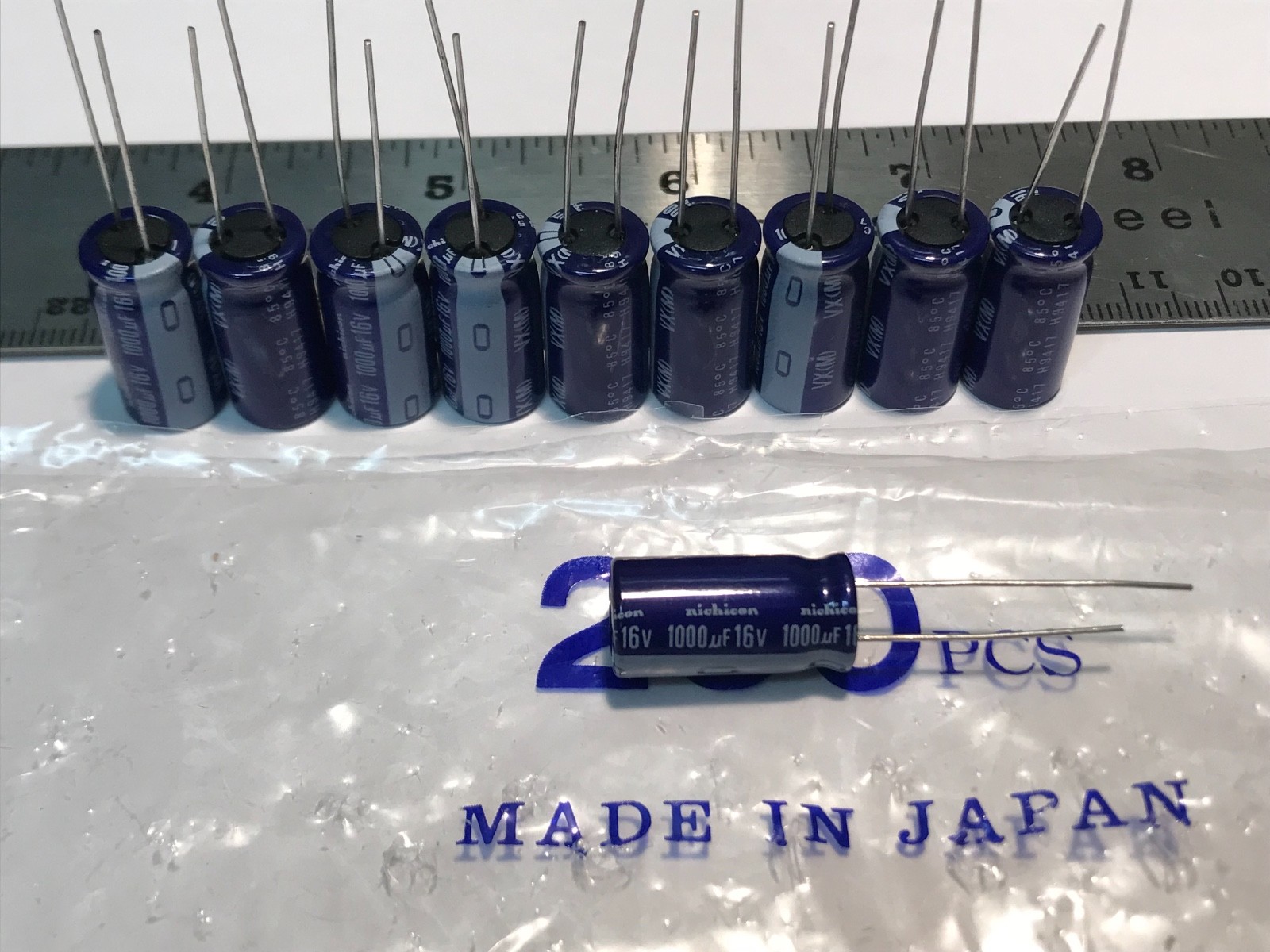 (Lot of 10) New Nichicon Audio Grade Electrolytic Capacitors 1000uf 16v Japan