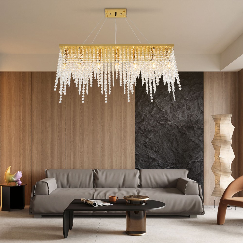 Modern Crystal Chandelier Dining Room Fixture Ceiling Light Lamp Rectangular NEW