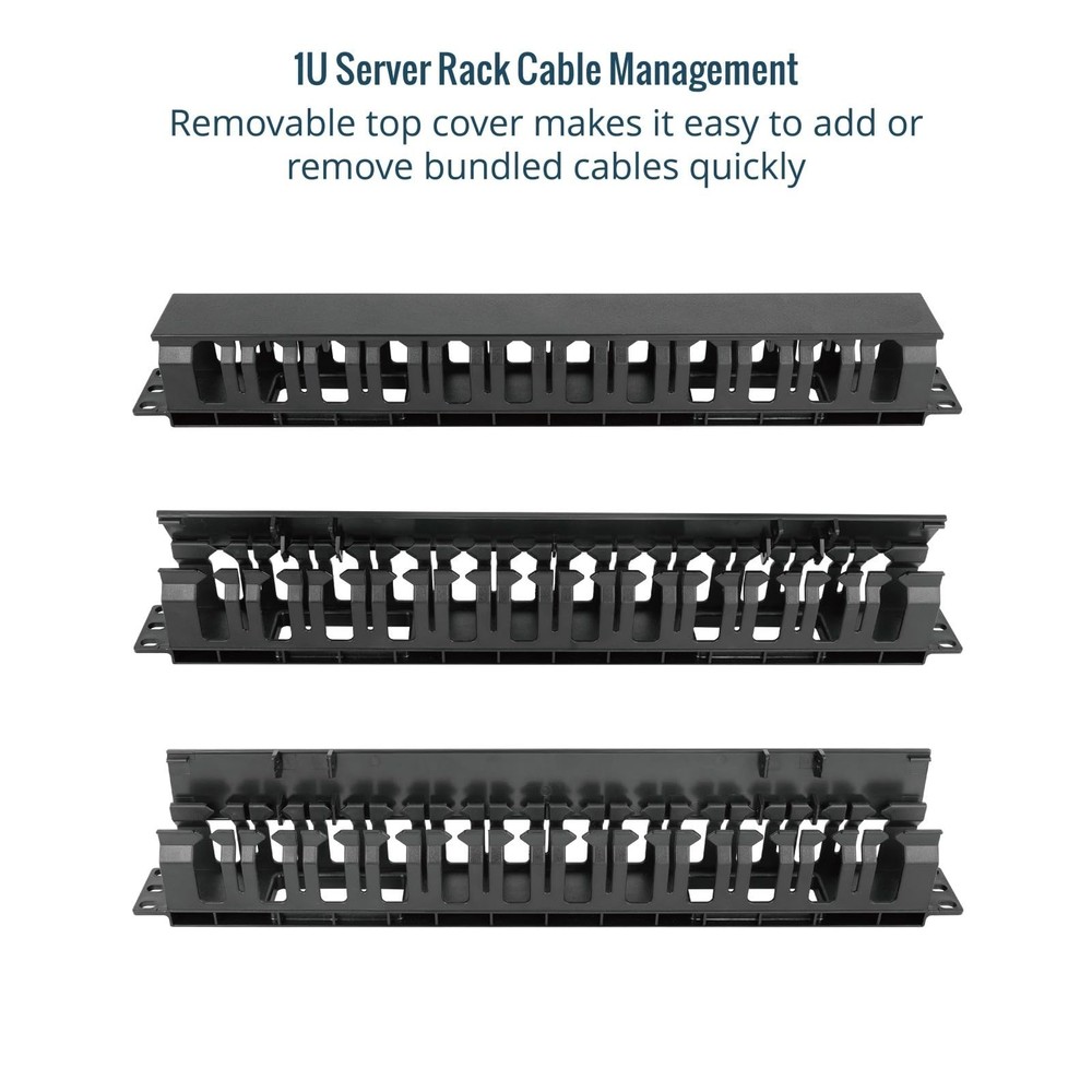 Tecmojo 2 Pack 1U Server Rack Horizontal Cable Management with Cover,2.6“