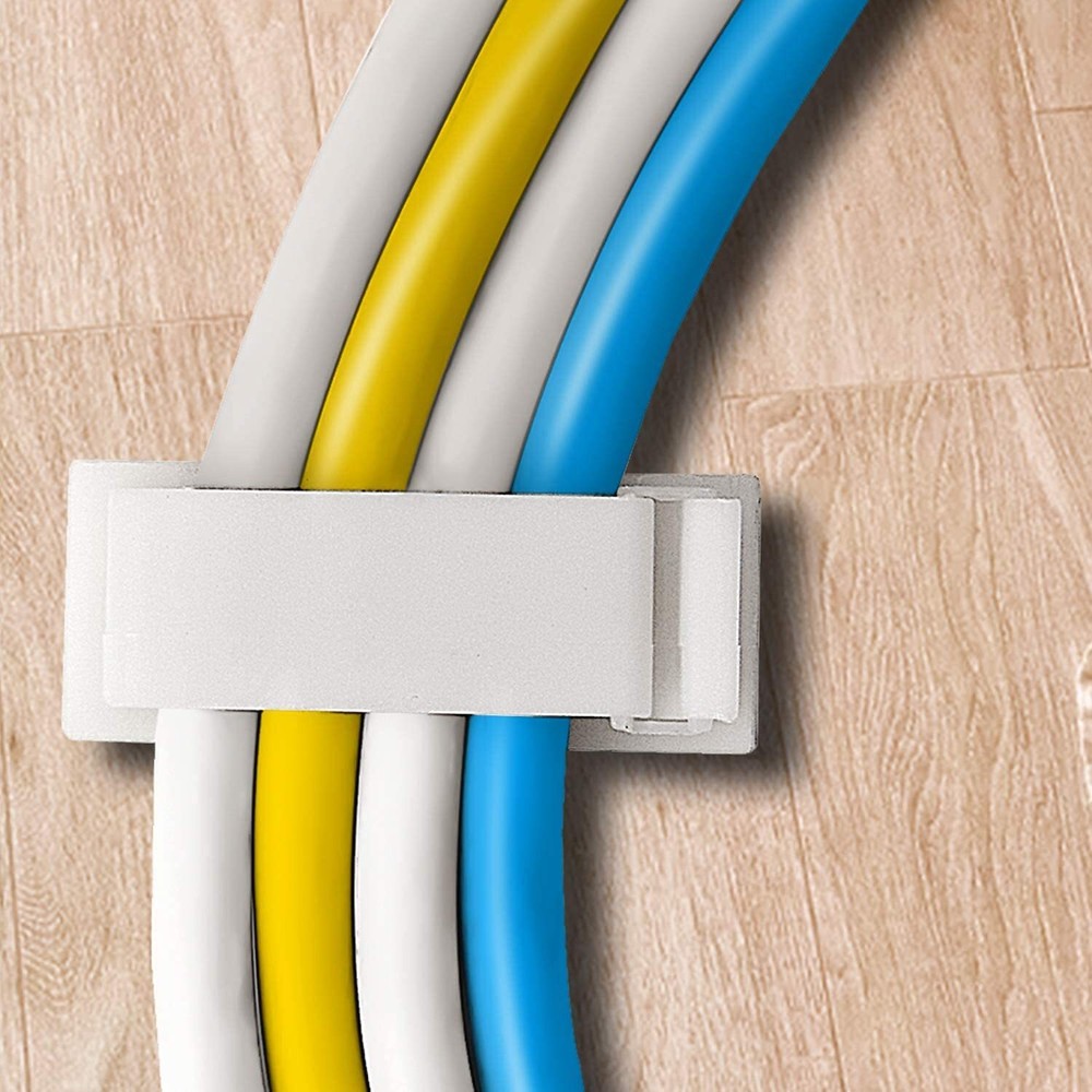 50Pcs Self-Adhesive Cable Management Clips, White