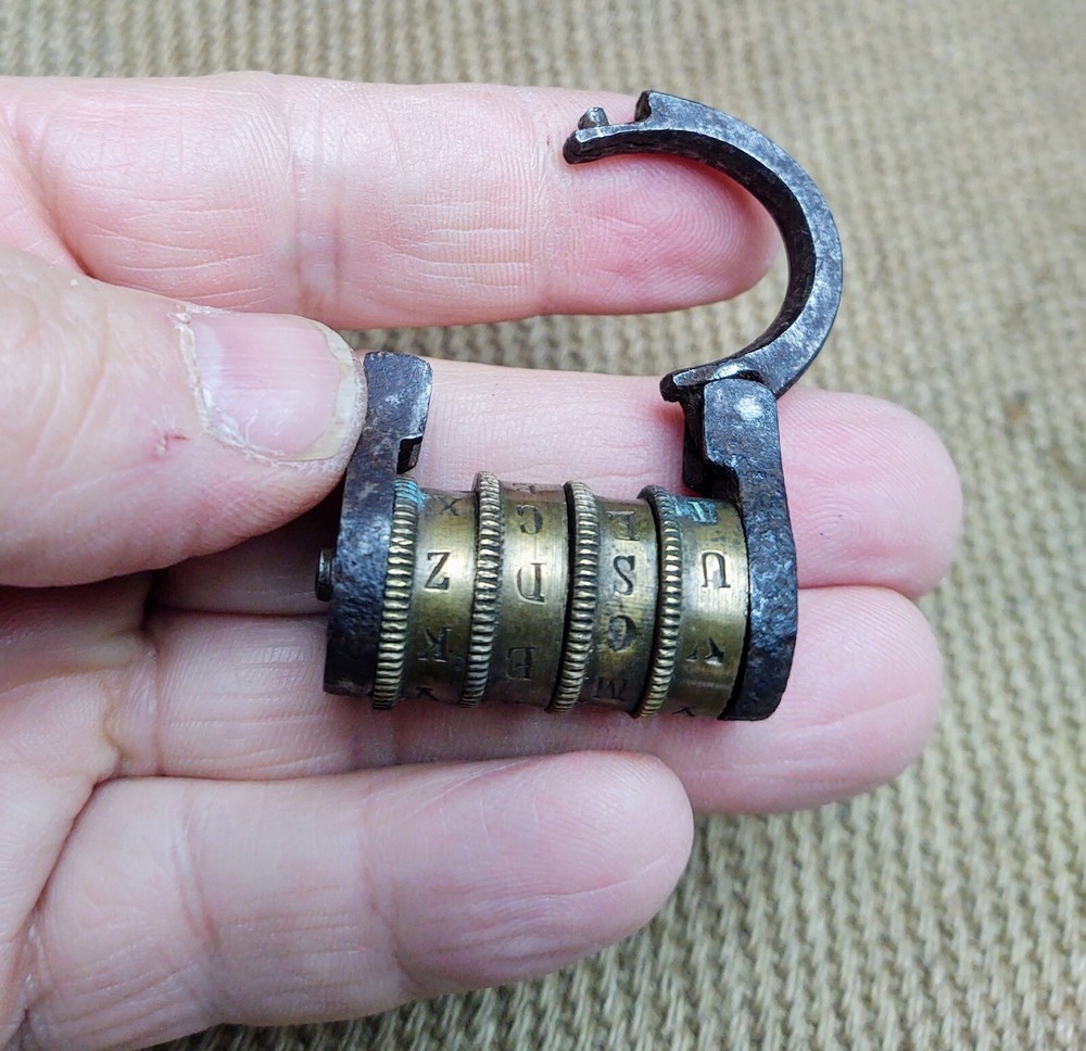 Rare Antique Early Brass Combination Lock